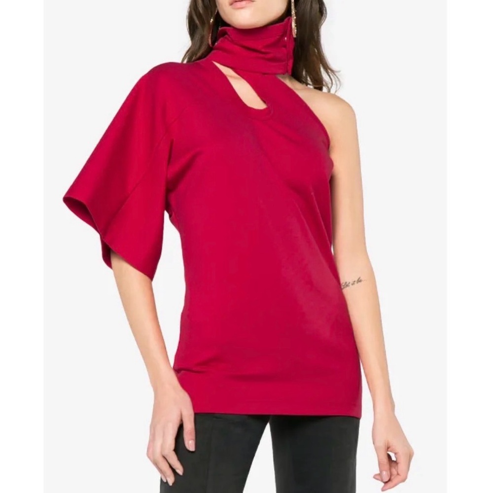 AMBUSH Red Asymmetrical Cut Out Neck Wrap Top Sz. 2 NWT!